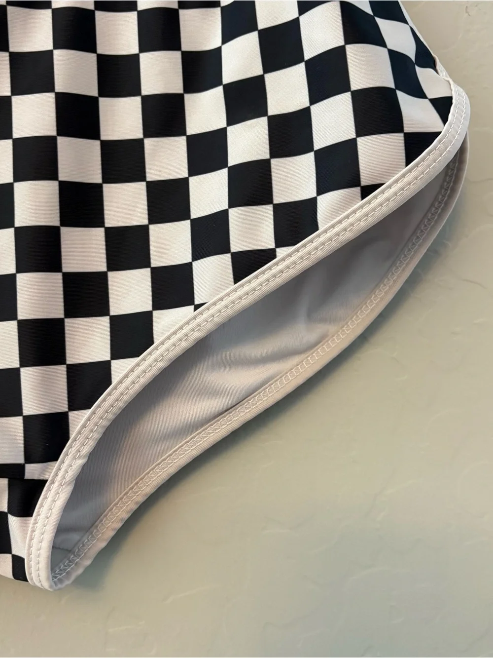 Salt Gypsy Betty high waisted boyshort surf bottoms white black checkers medium